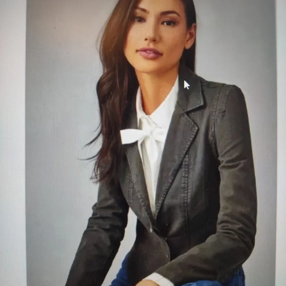 ANTHROPOLOGIE Structured Button Front Blazer Olive Green NWT - Size 12 - Picture 1 of 16